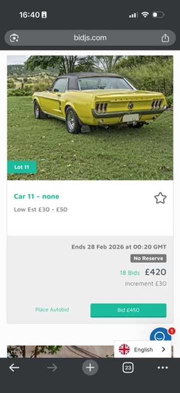 BidJS mobile auction view